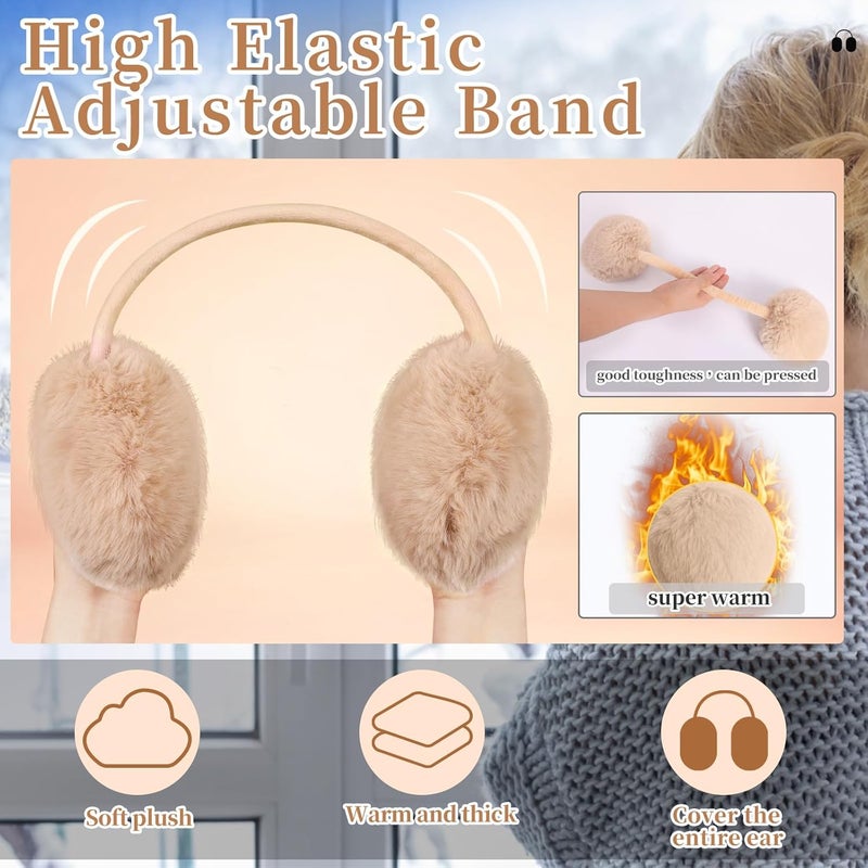 Lainlight Store Ear Muffs Winter Women Girls Adjustable Faux Fur Ear Warmers Comfy Cute Fuzzy Earmuffs - Image 3